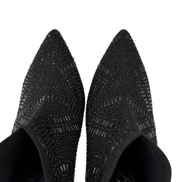 Lauren Lorraine Crystal Embellished Mesh Fabric Booties Black Size 8.5 - Picture 4 of 9